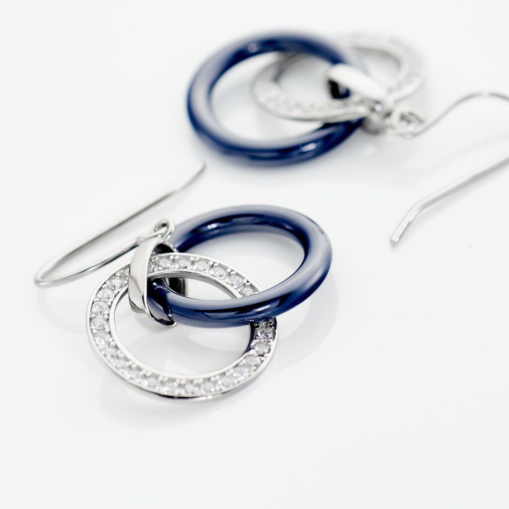 Boucles D'oreilles Pendantes Grizzel Argent Blanc Céramique Oxyde