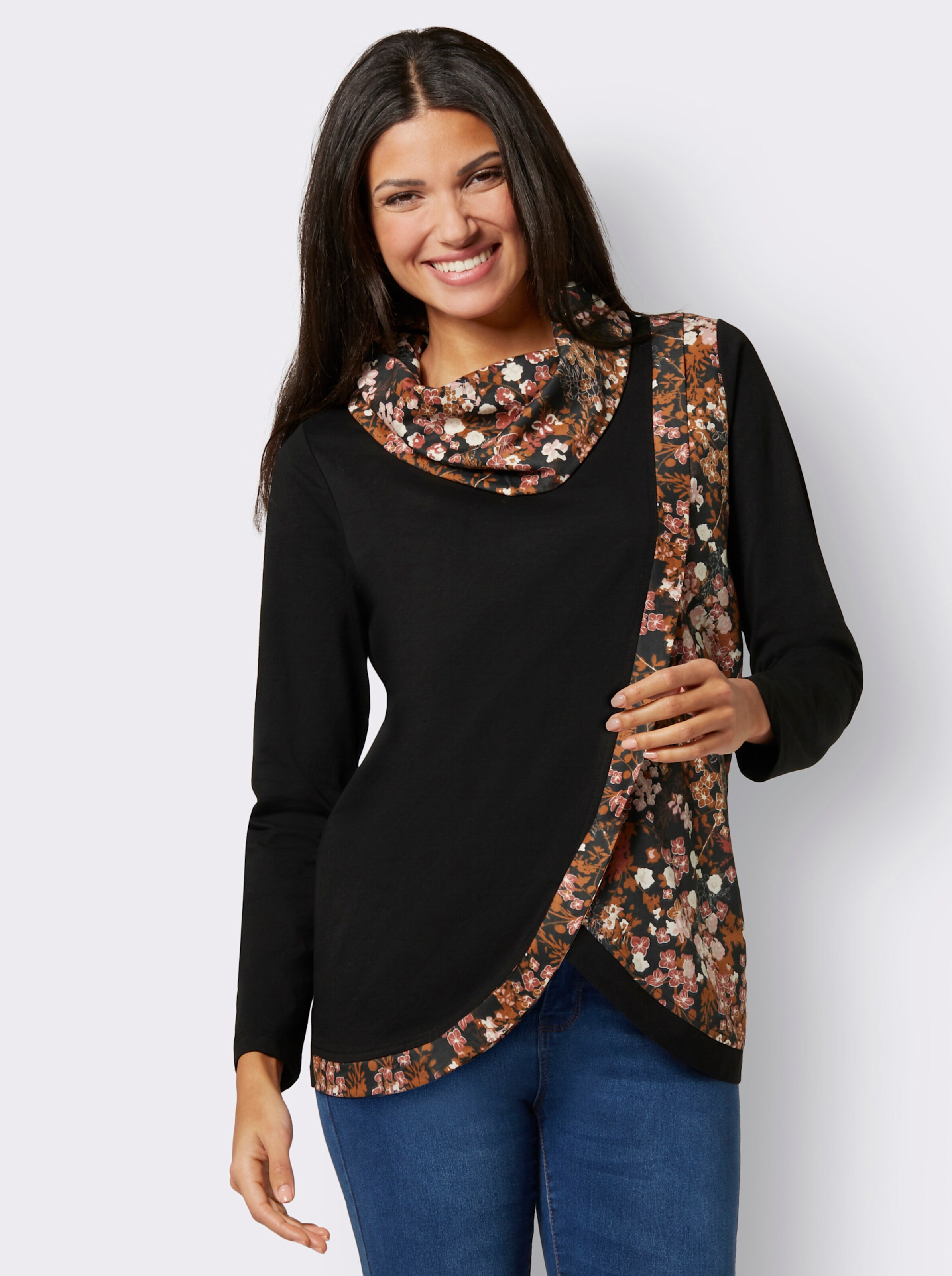 Longshirt mit floralem Druck