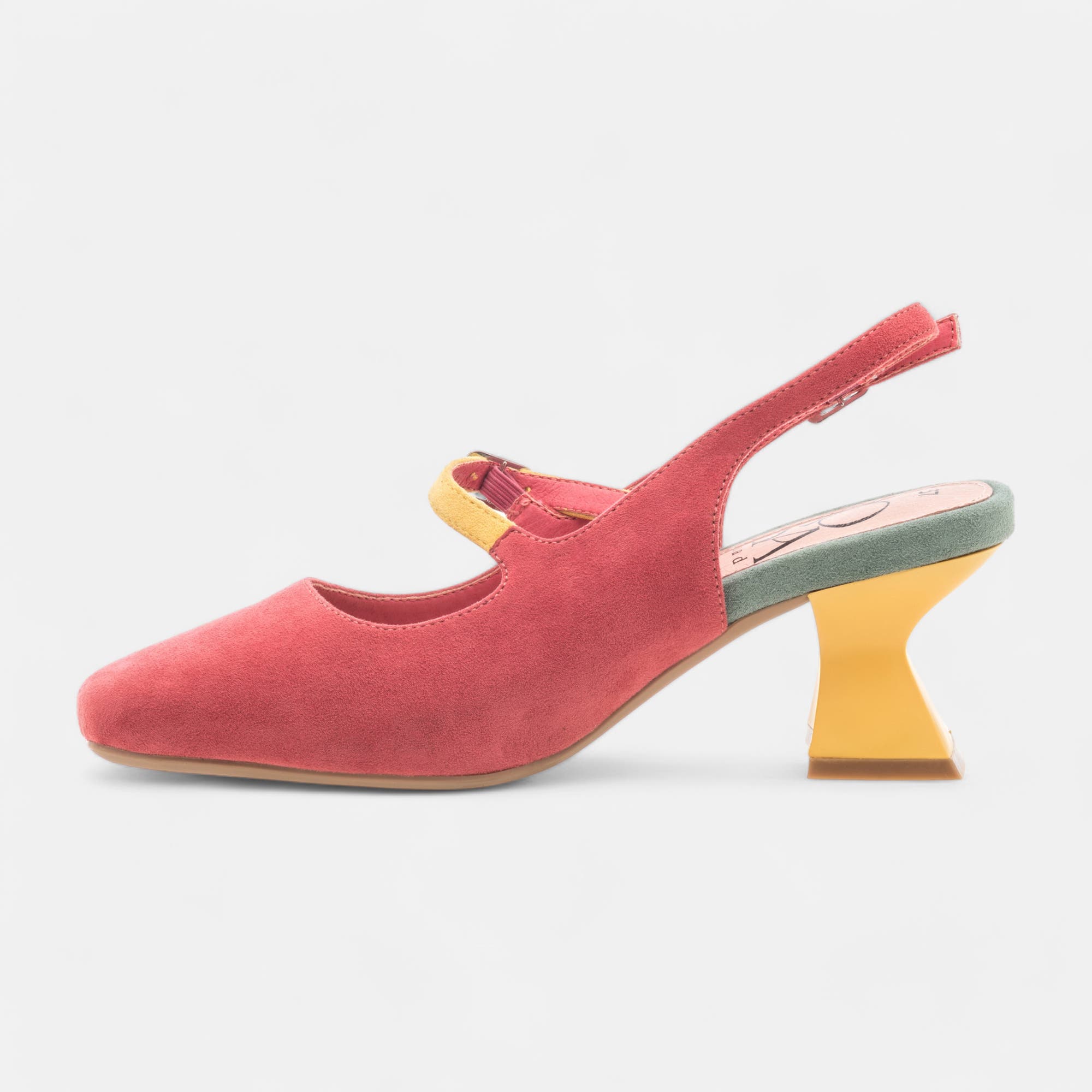 Escarpins avec bride arrière à talon Femme corail