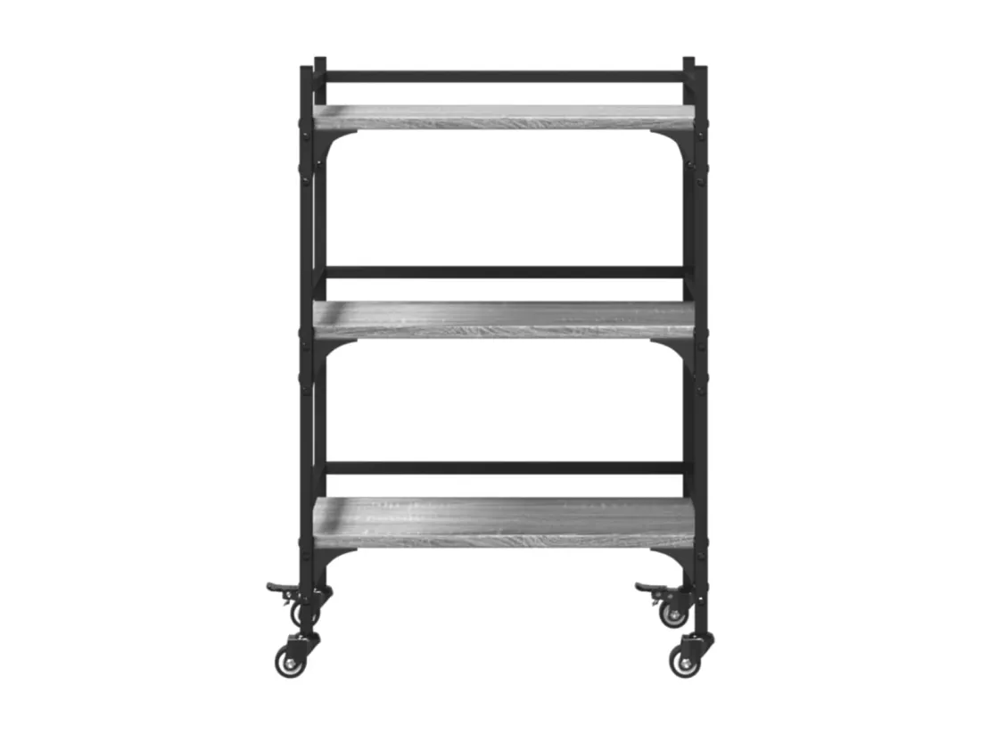 Chariot de cuisine sonoma gris 50x35x75,5 cm bois d'ingénierie