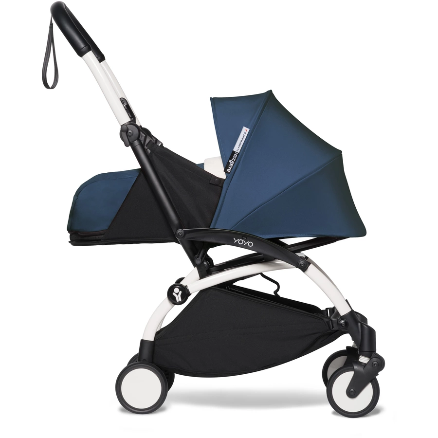 BABYZEN Kinderwagen YOYO2 0+ White mit Neugeborenenaufsatz Air France Blue