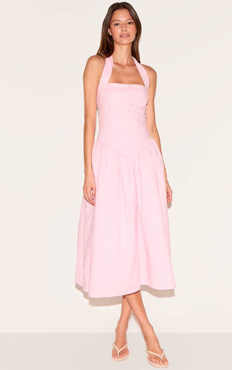 Rose Bonbon Robe Midaxi Dos Nu En Coton Brodé