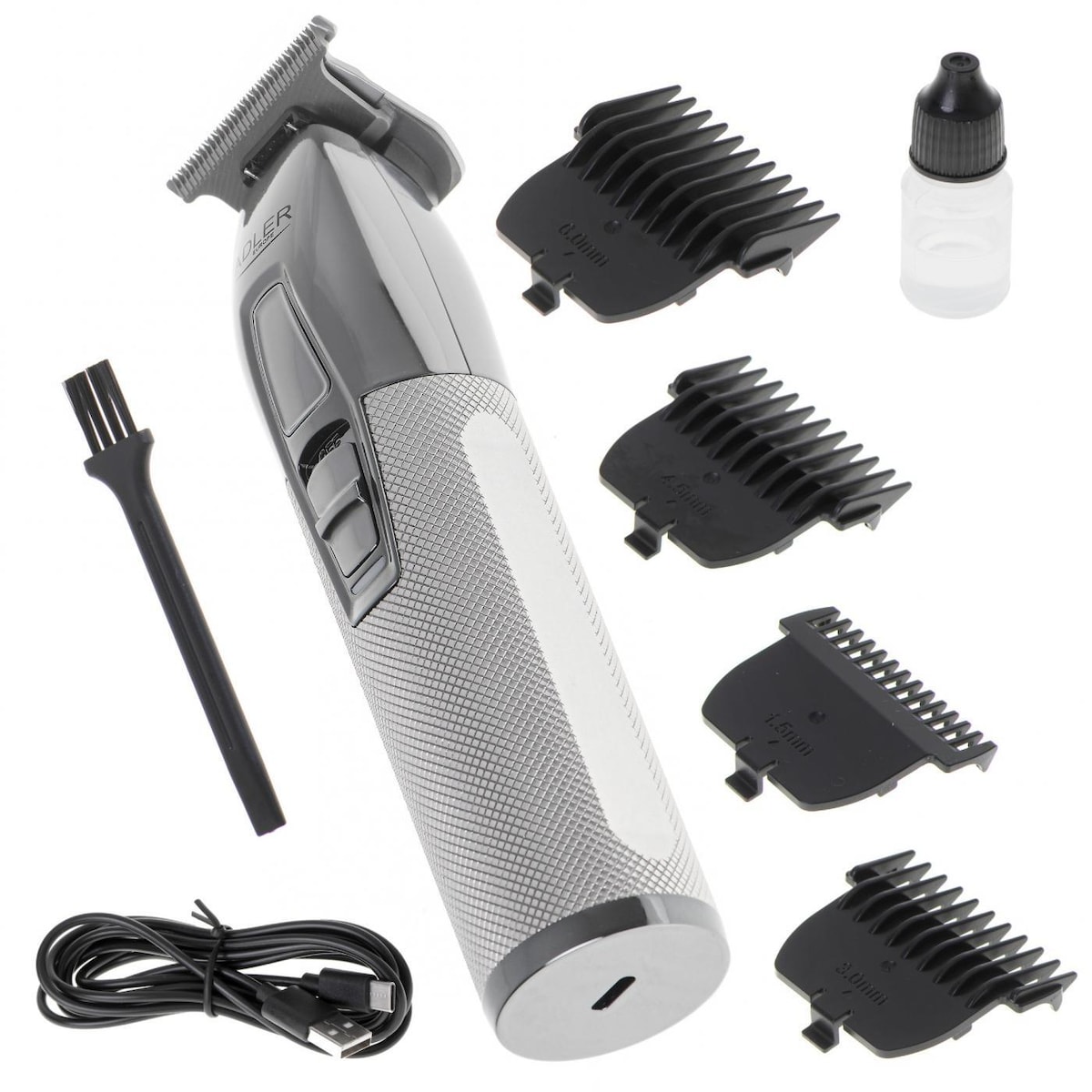 Adler AD 2836s Profesjonell Trimmer - USB, Sølv