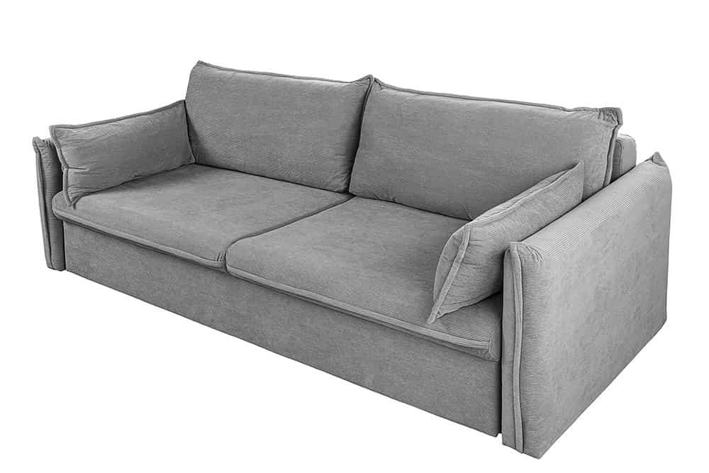 Design Schlafsofa APARTMENT 215cm grau Cord 3-Sitzer Couch inkl. Bettkasten Kissen