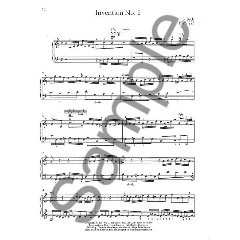 G. Schirmer - J.S. Bach - Two Part Inventions voor piano