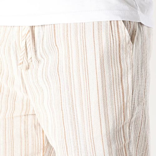 Pantalon A Rayures Beige