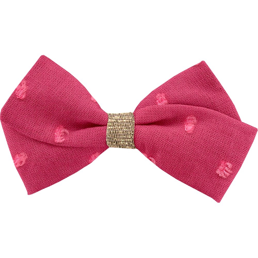 Petite Barrette Double Noeud Croisé Plumetis Rose Fuchsia