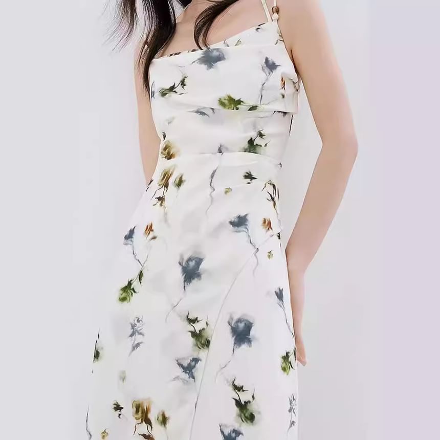 Puffie - Midi-jurk met spaghettibandjes en bloemenprint