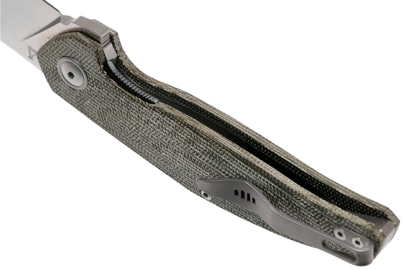 MKM Goccia GC-GC Green canvas Micarta zakmes, Jens Anso design