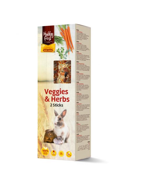 Hobbyfirst Hope Farms Sticks Groente En Kruiden - Knaagdiersnack - 8.1x26.5x4 cm 2x90 g L