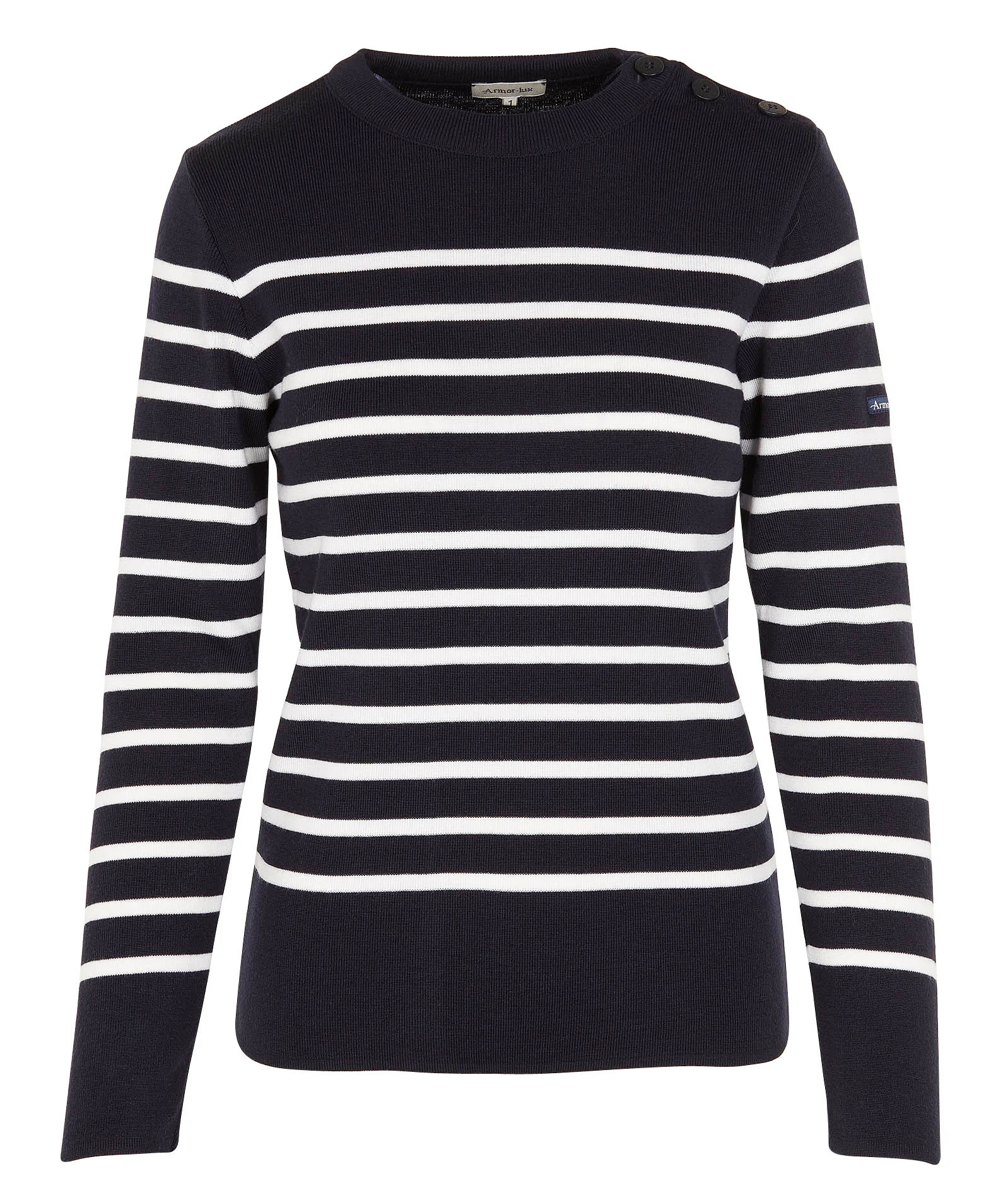 BRIAC - Pull col rond rayé en laine | Bleu