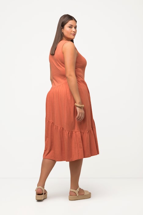 Midikleid, A-Linie, V-Ausschnitt, ärmellos, Biobaumwolle