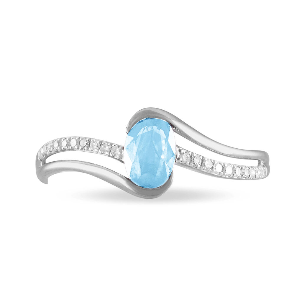 Bague Anja Or Blanc Topaze Et Diamant