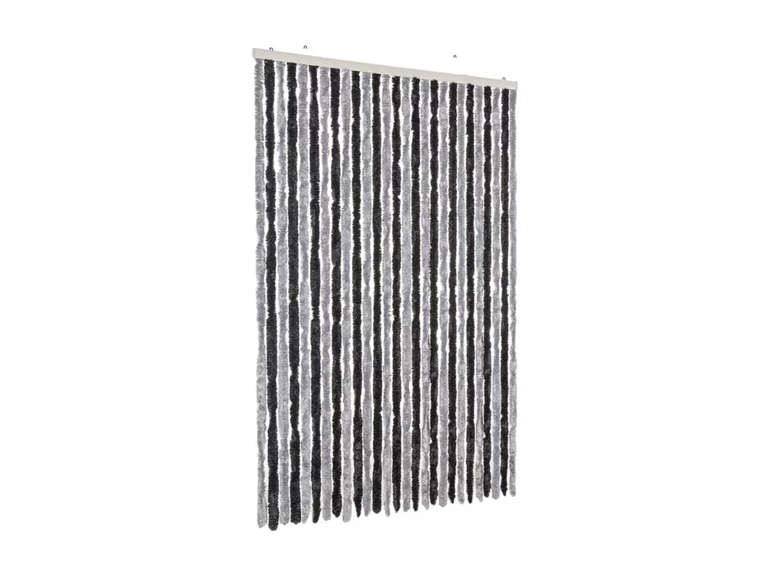 Rideau anti-mouches gris et noir 118x220 cm chenille