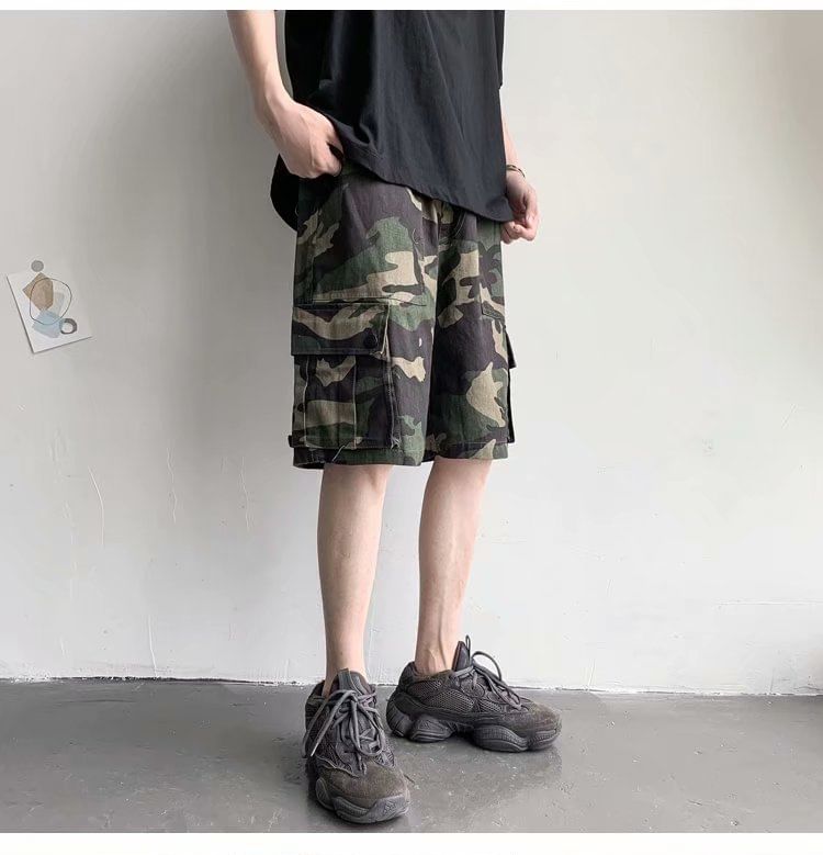 Capbrew - Camouflage Cargo Shorts met Middelhoge Taille