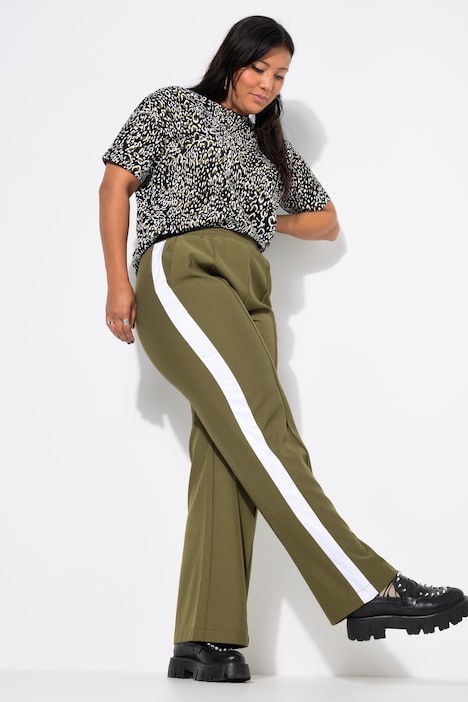 Hose, Wide Legs, Biese, Seitenstreifen, Elastikbund