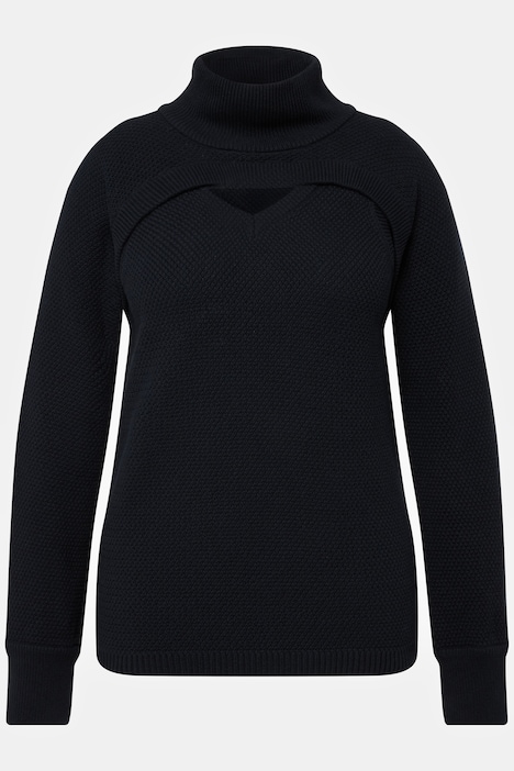 2-in-1-Pullover, Rippstrick, V-Ausschnitt, Biobaumwolle