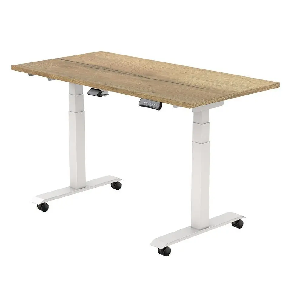 Elektrisch verstelbaar, opklapbaar en verrijdbaar bureau - 180x80 cm - Wit fram