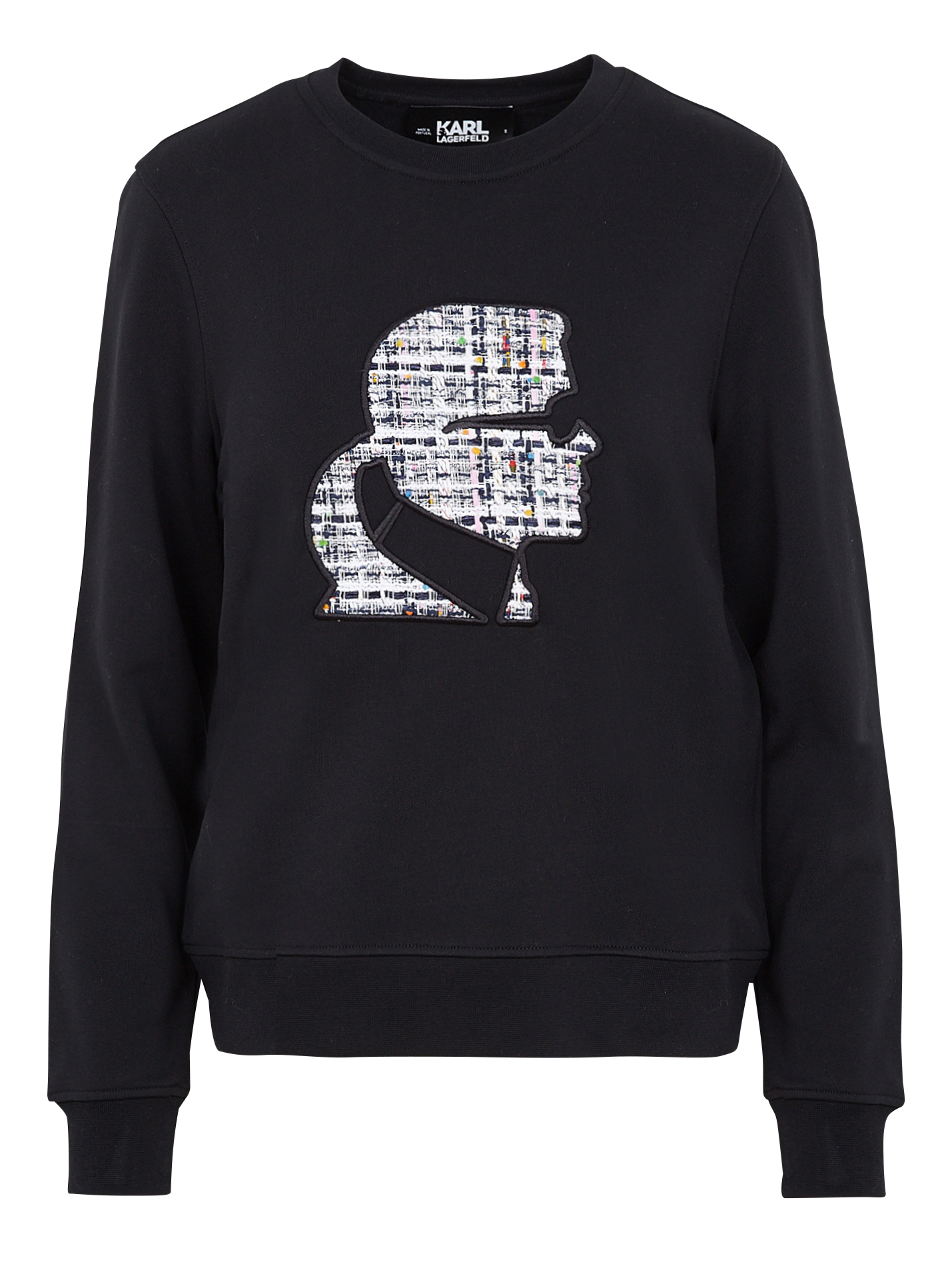Sweat col rond brodé en coton bio | Noir
