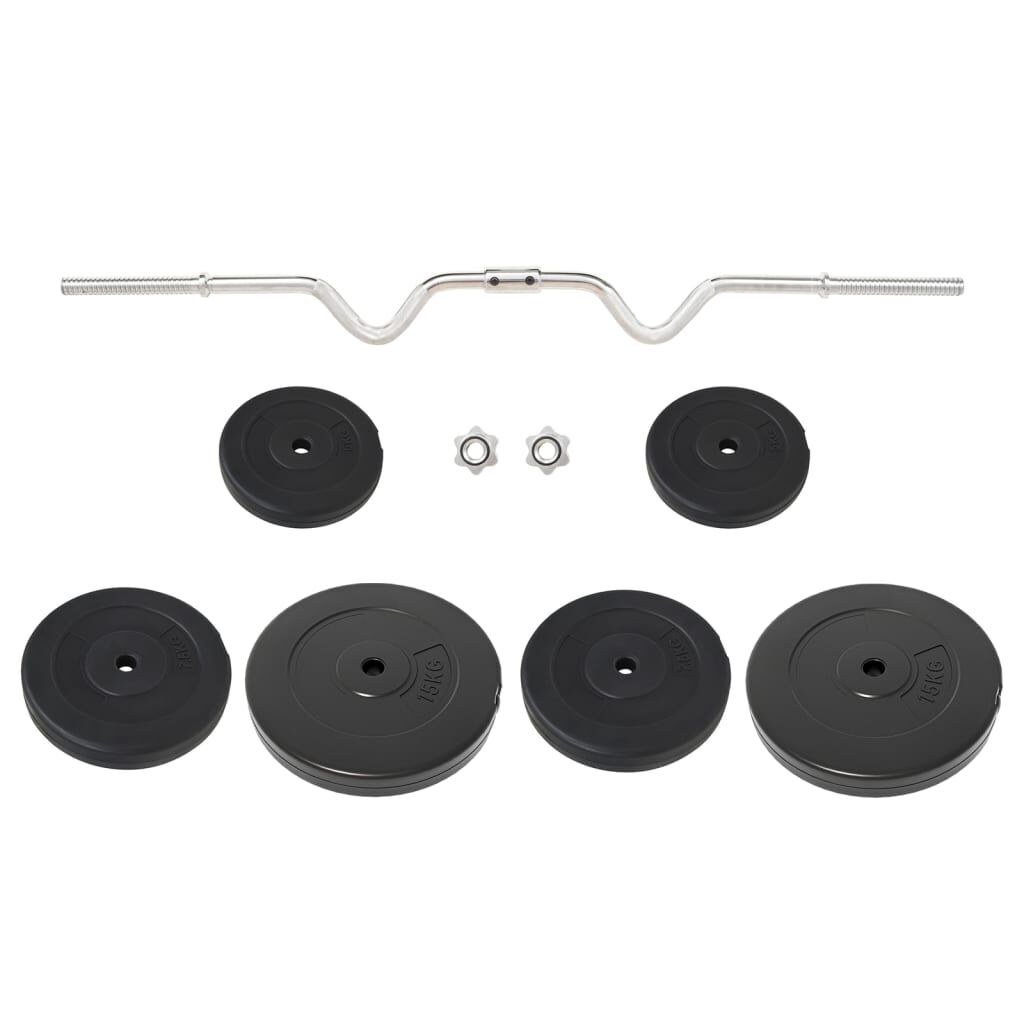 vidaXL Halterstang met gebogen stang en gewichten, 60 kg