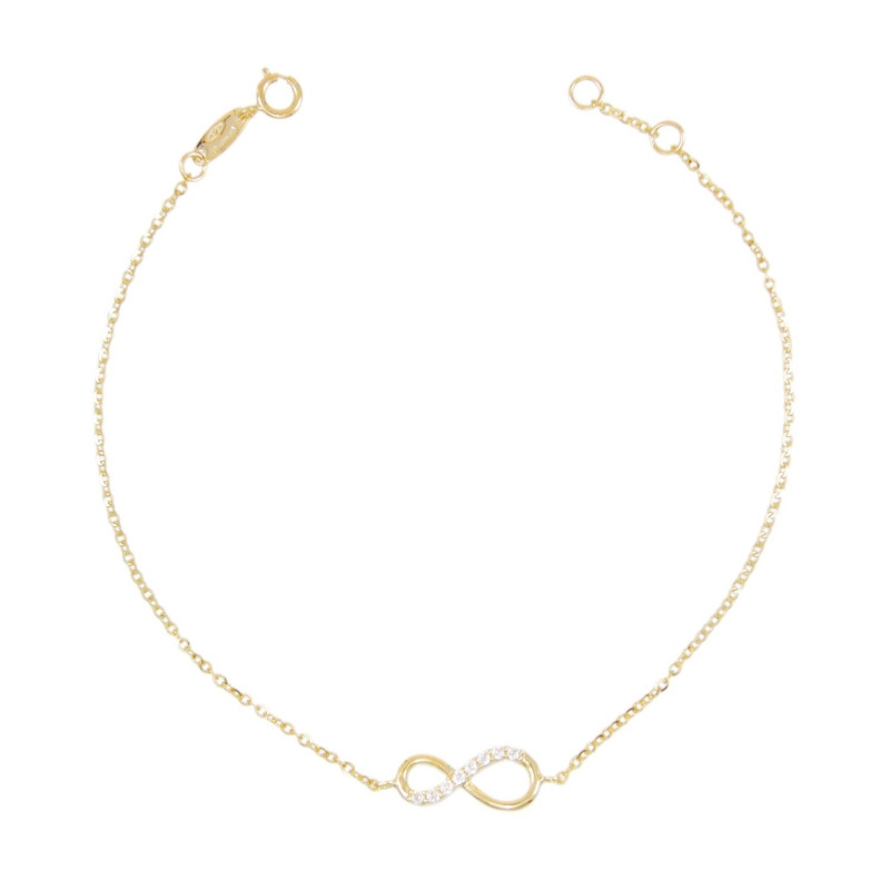 Bracelet Femme Or Jaune - Motif Infini Pavé de Zirconiums