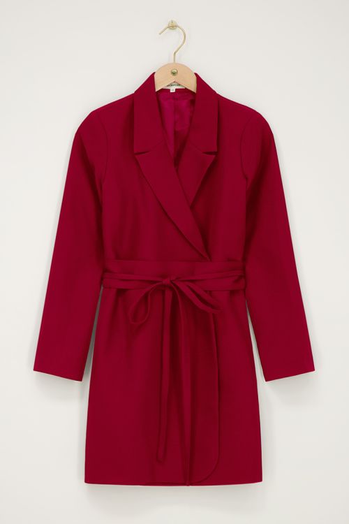 Burgundy blazer jurk met koord