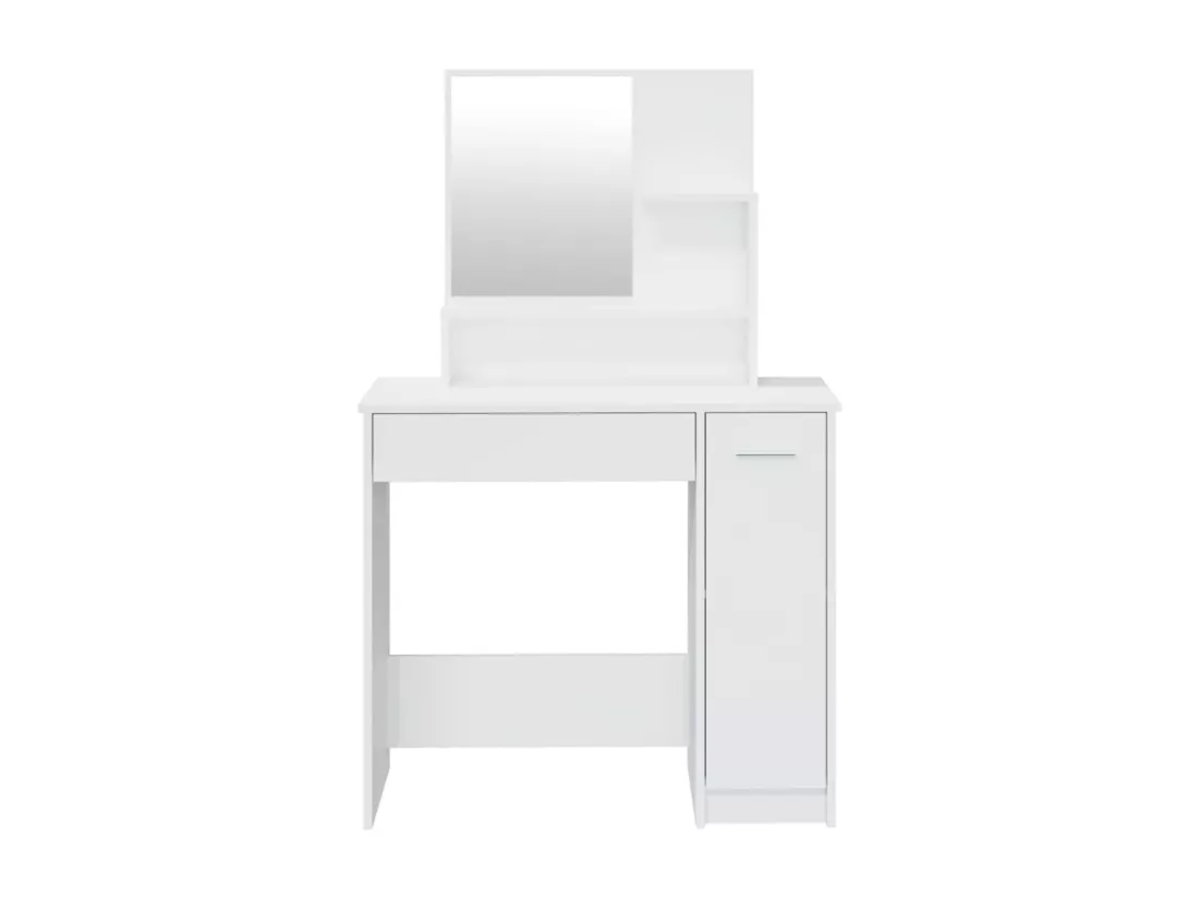 Coiffeuse avec miroir blanc brillant 86,5x35x136 cm