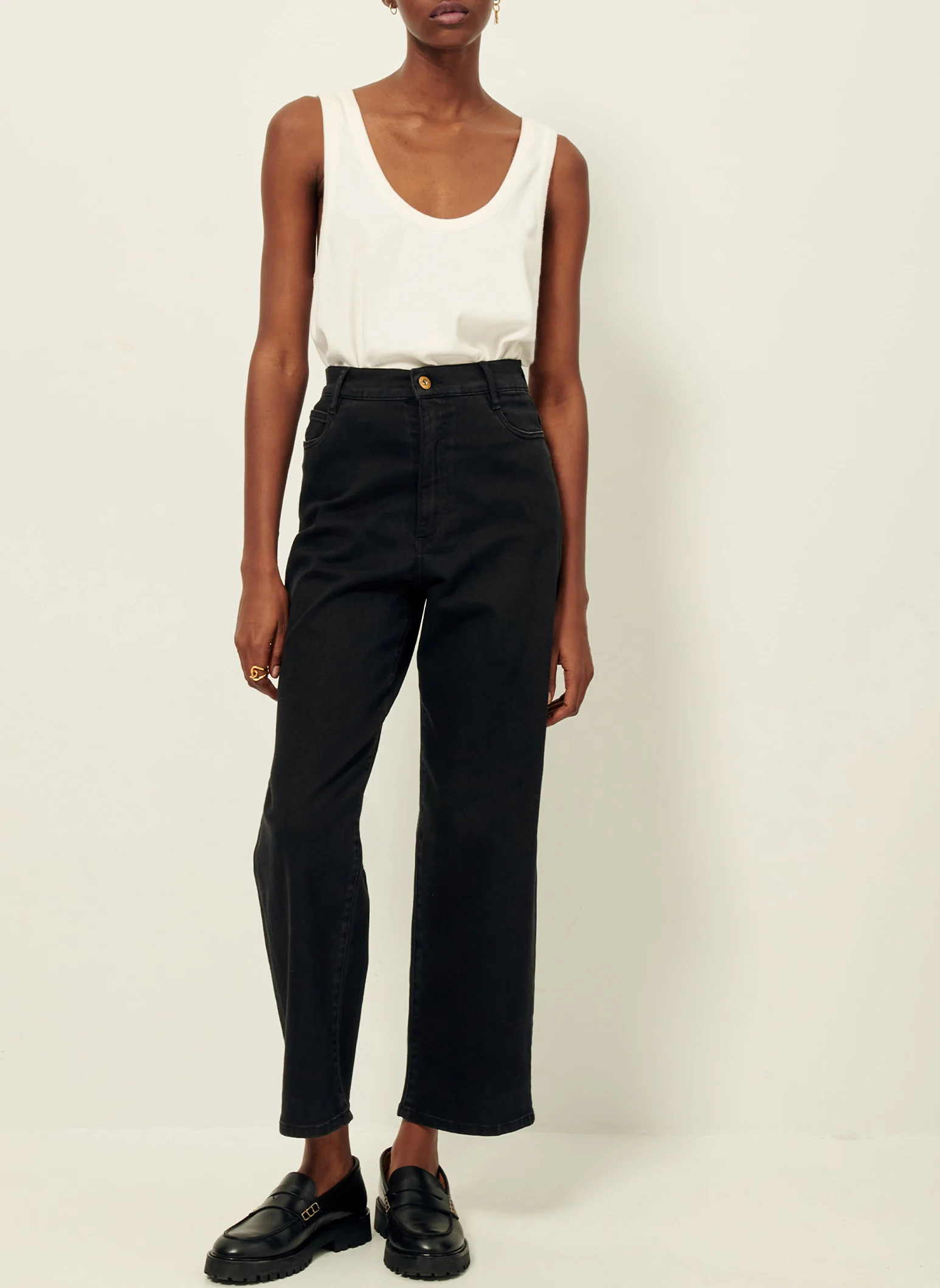 BAY CRUISE - Jean droit taille haute | Noir