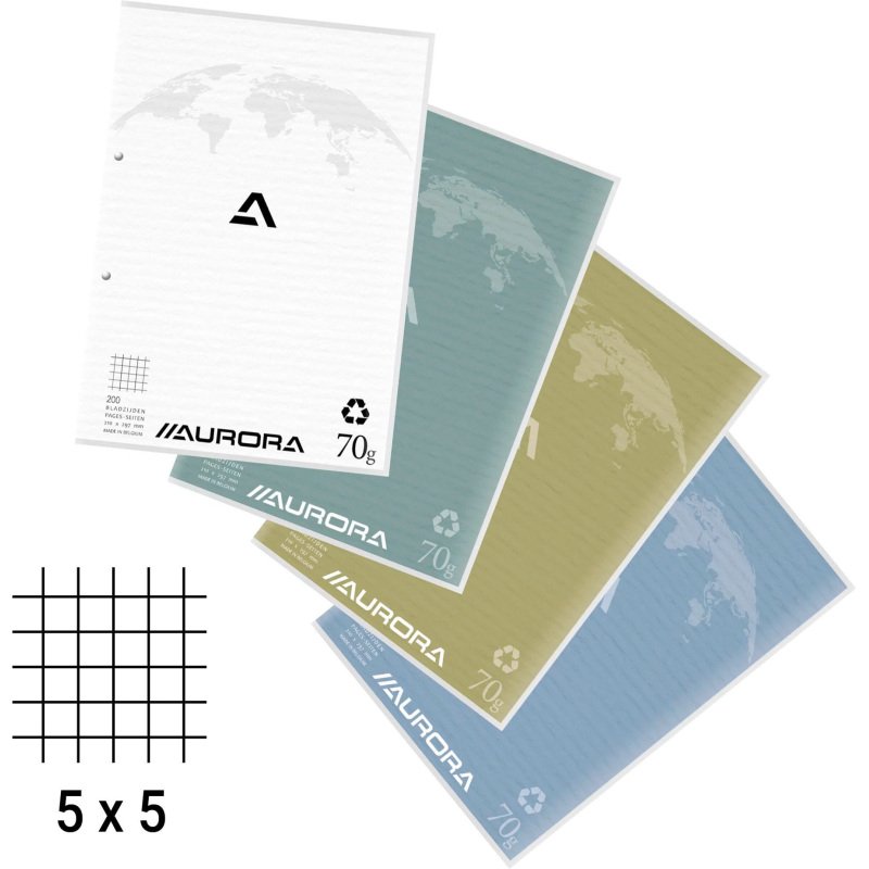 Blocs de cours Splendid recyclé A4 210 x 297 mm - quadrillé 5 x 5 - 100 feuilles
