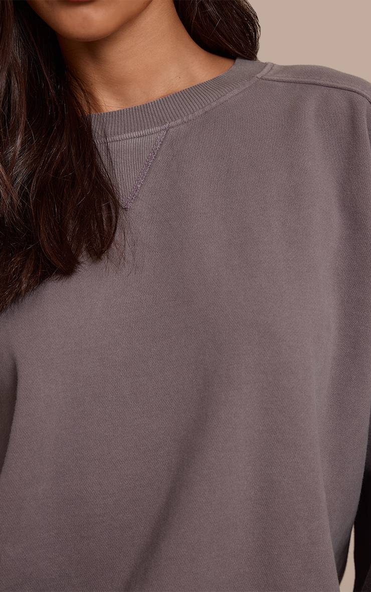 Charbon Sweat-shirt Délavé À L'acide Avec Surpiqûres Croisées - Coupe Tall