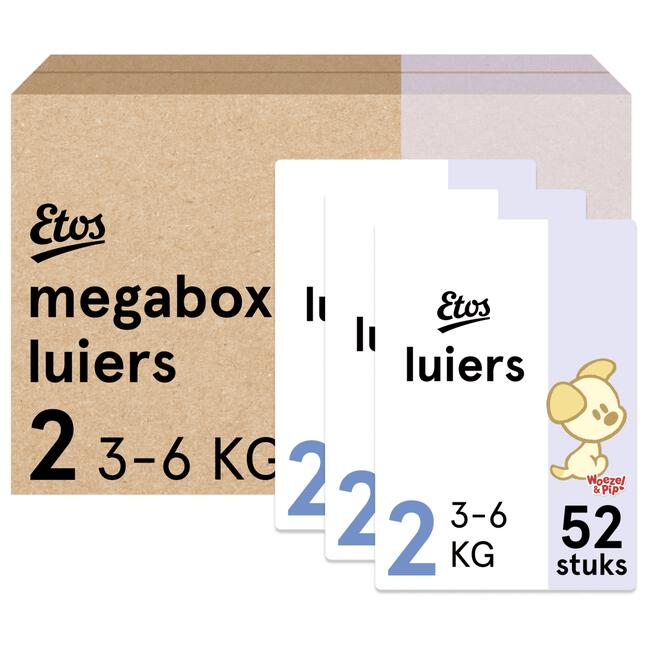 Etos Woezel & Pip Luiers Mini Megabox Maat 2 3-6 kg 156 stuks