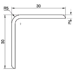 Penn Elcom 0105 hoekprofiel 30 x 30 x 2 radius 5mm