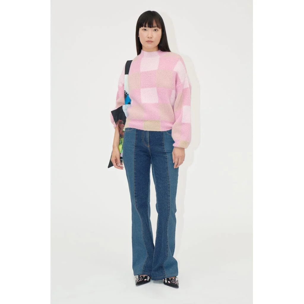 Stine Goya Gingham Check Sweater, 2327 Alpaca Knit