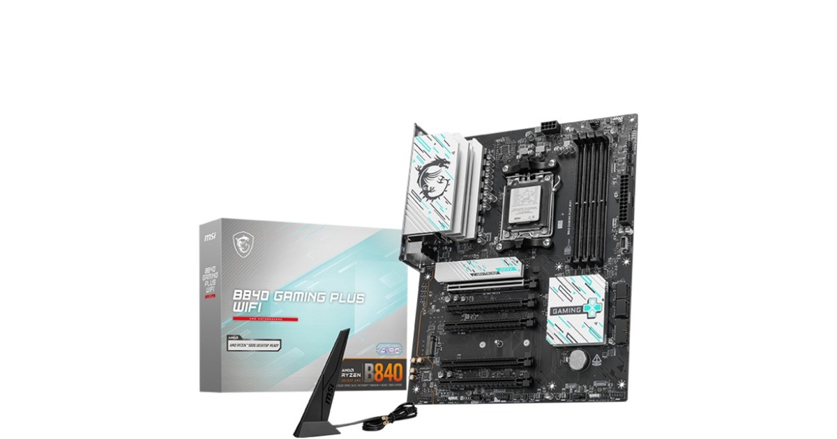 MSIB840 GAMING PLUS WIFI socket AM5 moederbord  (Zwart/zilver, RAID, 2.5 Gb-LAN, Sound, Wi-Fi 7, BT, ATX)