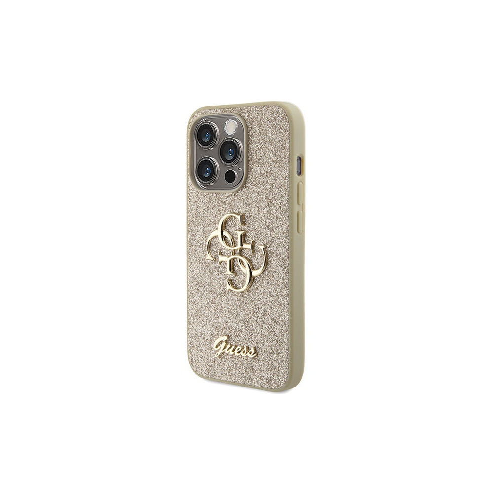 iPhone 15 Pro Max Hardcase Hülle Big Glitter Script (GUHCP15XHG4SGD) - Gold / Transparent