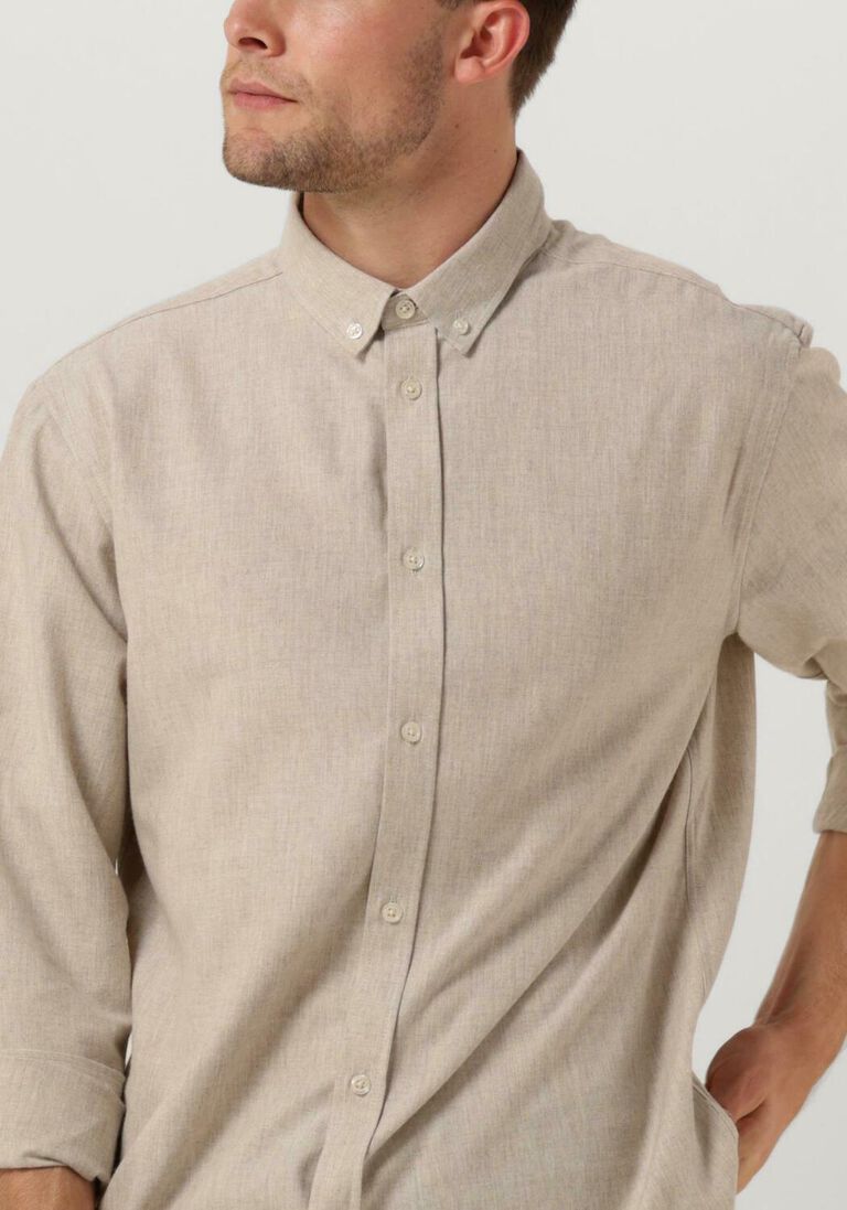 ANERKJENDT beige anerkjendt casual overhemd akkonrad melange shirt
