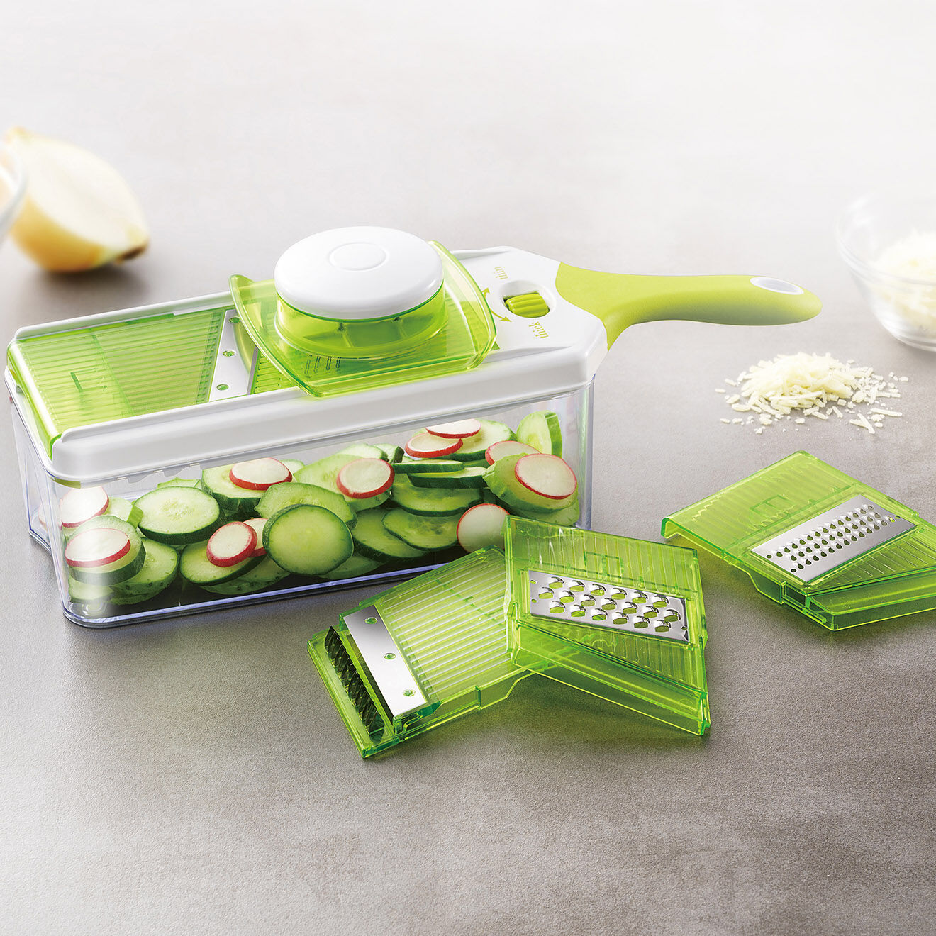 COOK ART Mandoline ajustable 4-en-1  slicy express blanc/vert