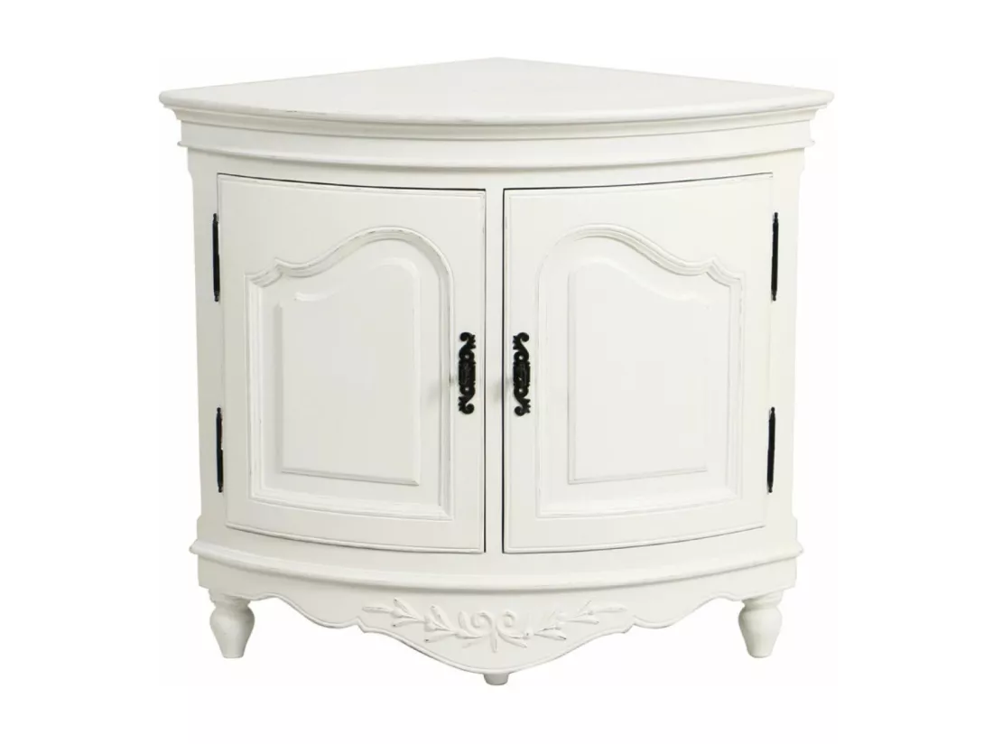 Encoignure Basse Bois-MDF Blanc - Romance Interior's