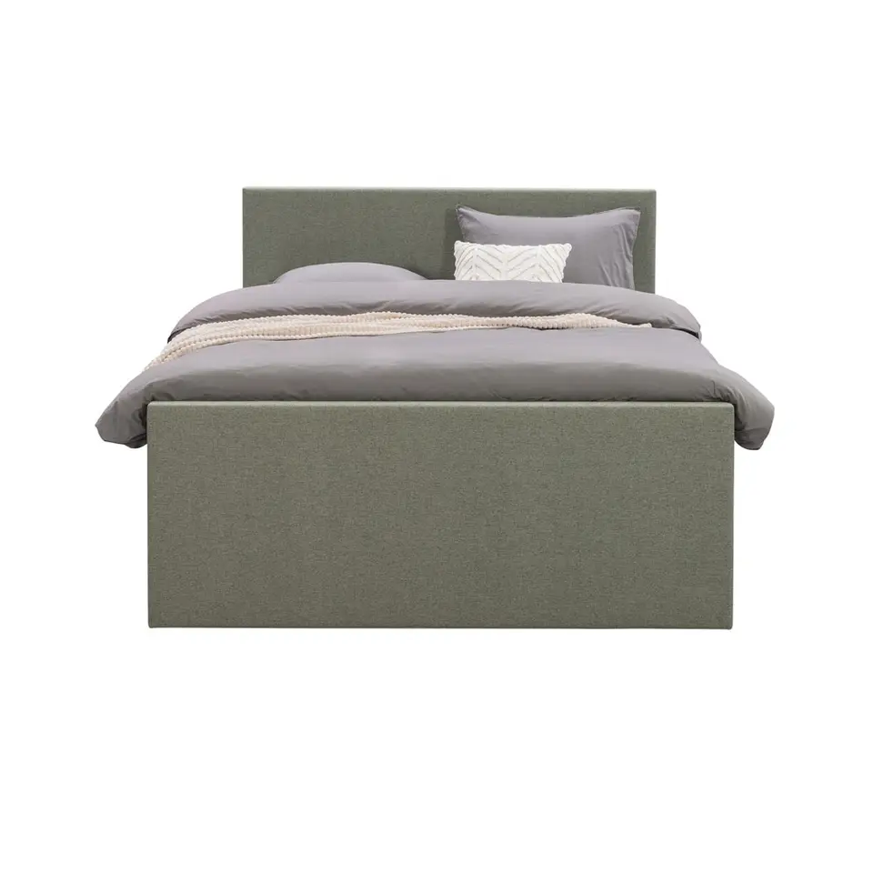 Boxspring met voetbord Liv egaal - groen - 140x200 cm - slanke poot