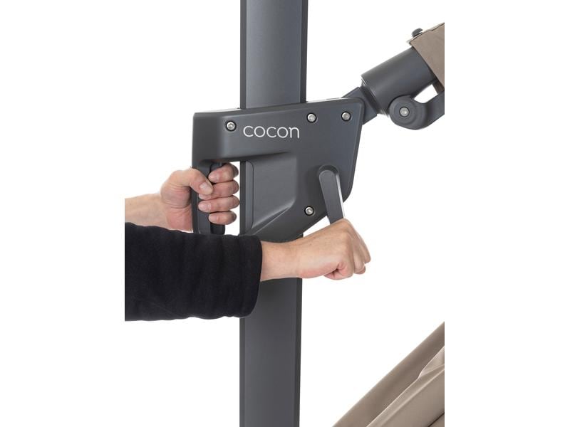 COCON Sonnenschirm mit LED, 300 x 300 cm, hängend, Taupe Eleganter Ampelschirm mit solarbetriebener LED-Beleuchtung