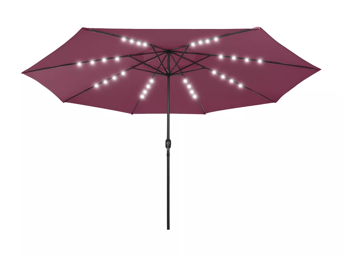 Parasol d'extérieur avec LED et mât en métal 400 cm Bordeaux