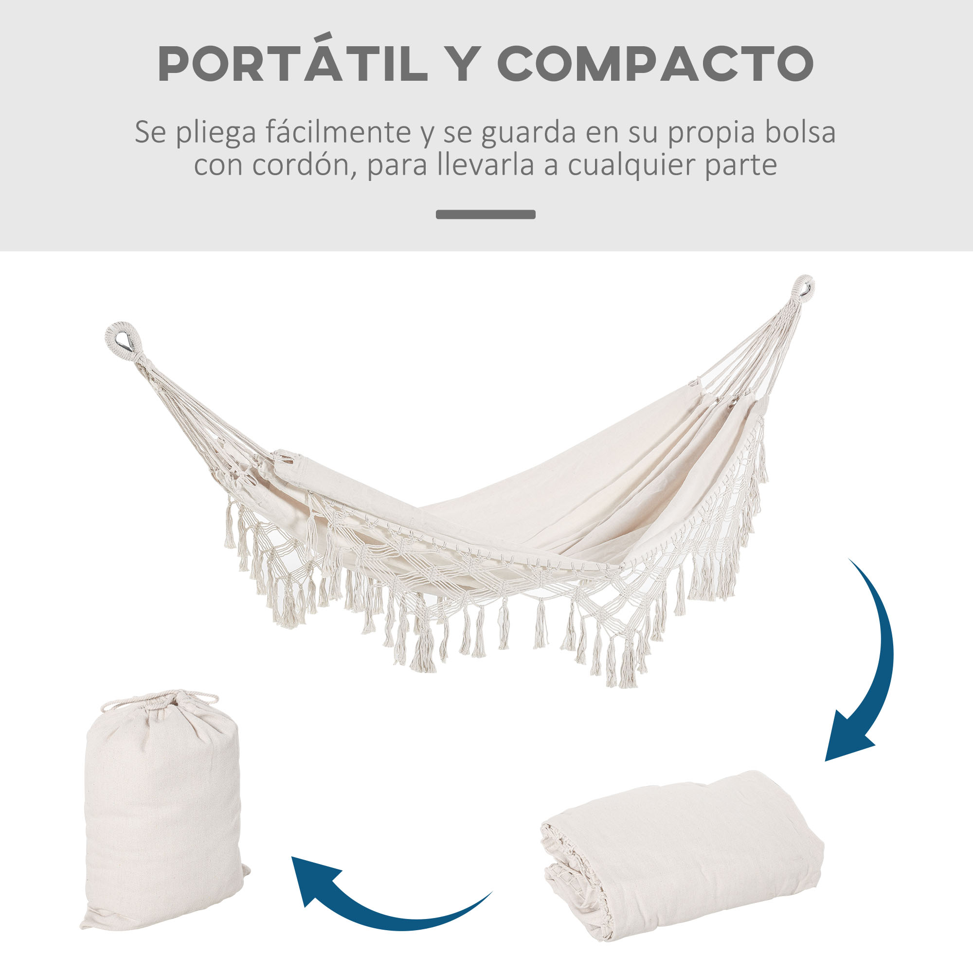 Rede suspensa Outsunny cor creme