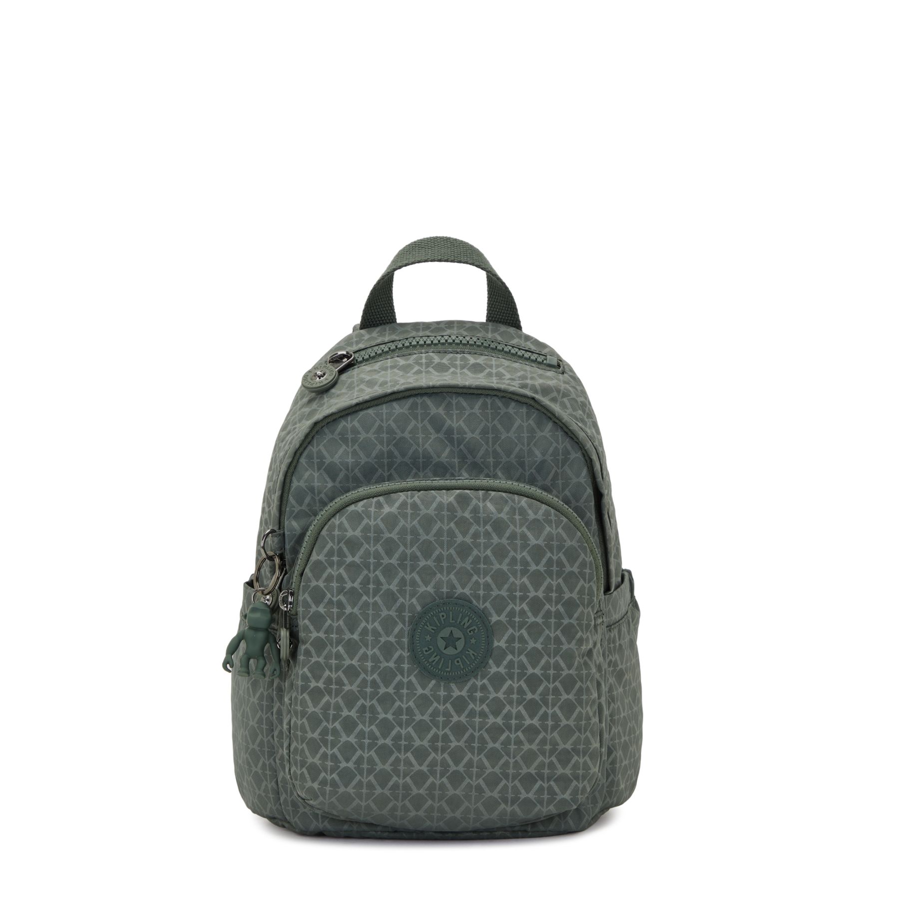 DELIA MINI Petit Sac à Dos avec Poche Frontale et Poignée Supérieure - Sign Green Embosse