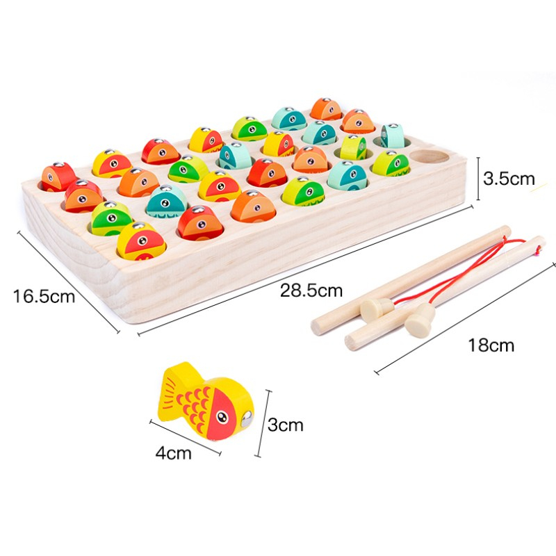 (30-tlg. Set) Magnetisches Holz Kinder Spielzeug Buchstaben Angeln Lernspiel - Bunt
