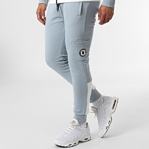 Ensemble Sweat Zippé Capuche Et Pantalon Jogging Everest Bleu Clair Blanc