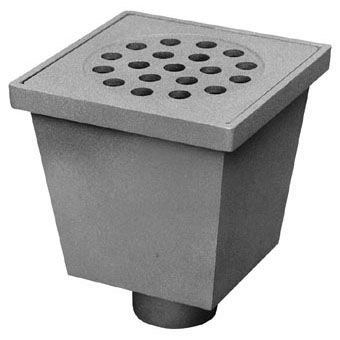 aluminium vloerput m. RVS rooster 20x20cm 75mm recht