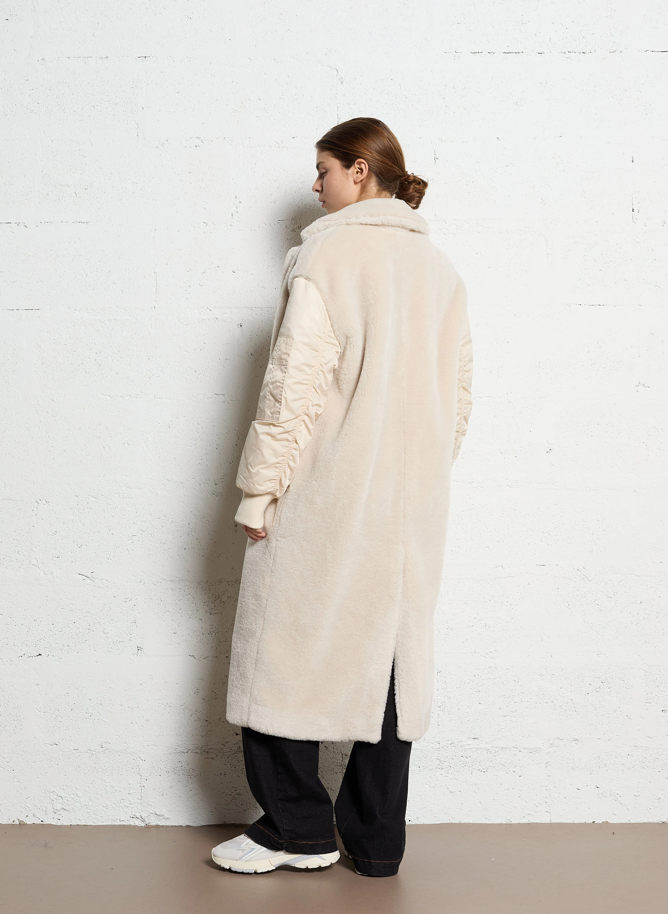Manteau droit col tailleur | Beige