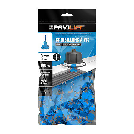 Sachet 100 croisillons à vis autonivelants 3mm en X Pavilift