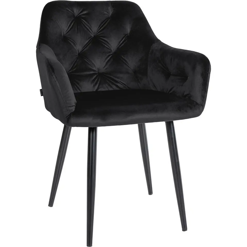 CLP Eetkamerstoel Stanley zwart Frame - Fluweel - zwart