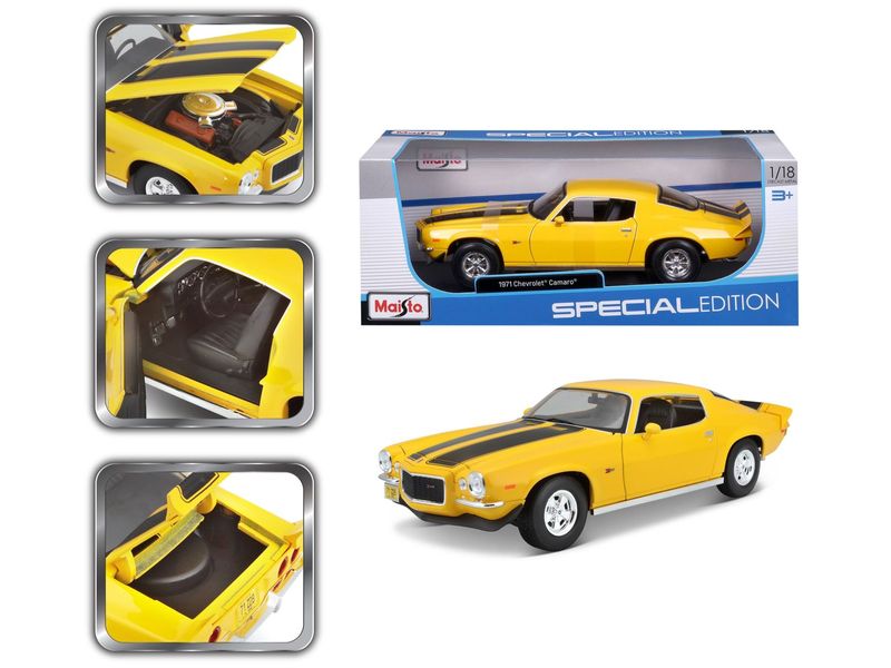 Maisto Chevrolet Camaro 1971 1:18, Gelb Sammlermodell im Massstab 1:18